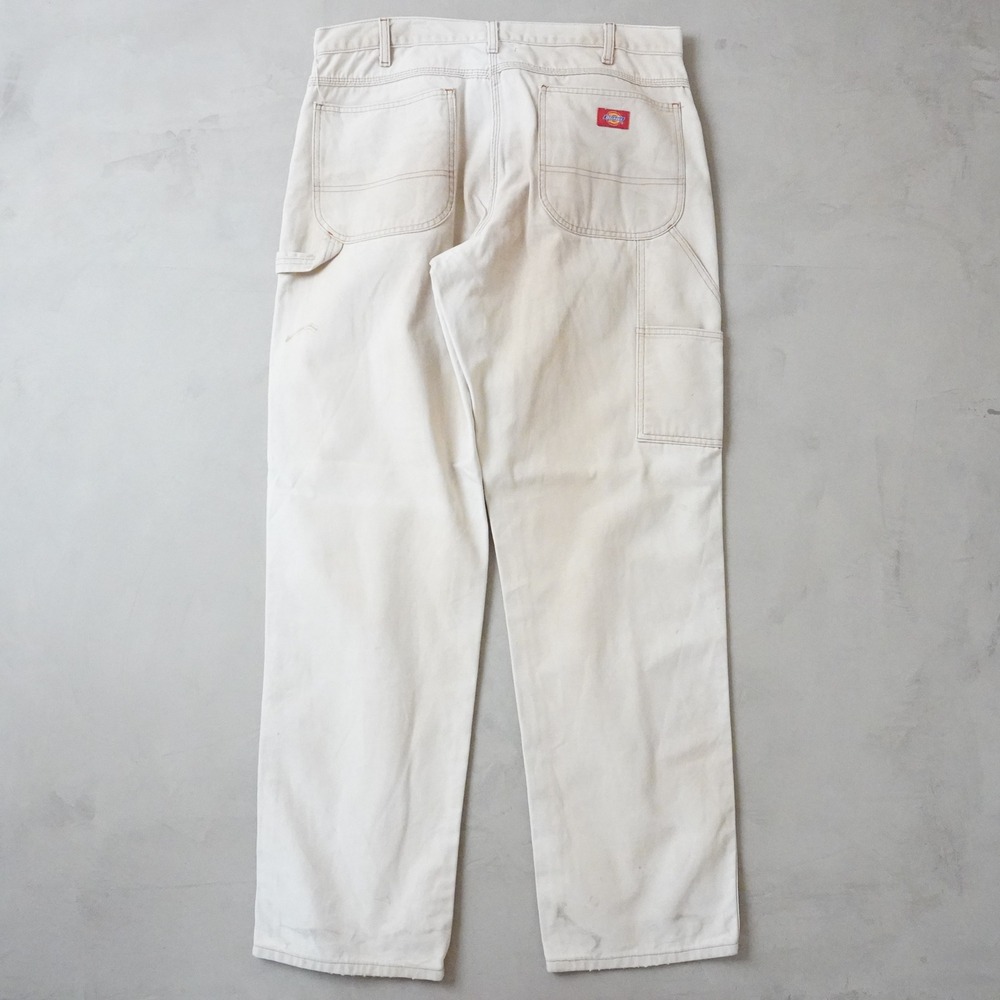 Vintage Dickies Carpenter Pants 36x34 Mens White Duck Canvas Workwear Distressed